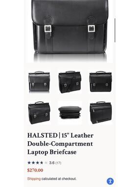 Briefcase Halstead 15' Double Compartment Laptop Briefcase NWT